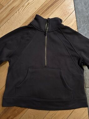 Grey Quarter Zip Collared Sweatshirt with Pocket & Gold Hardware